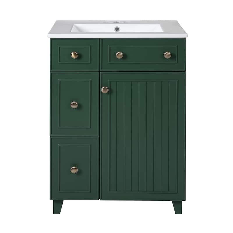 24" Bathroom Vanity Cabinet with Sink, Drawers and Soft-Close Door