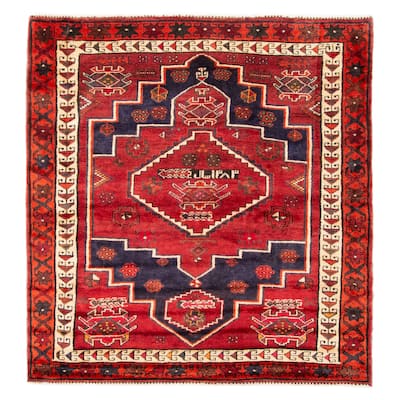 ECARPETGALLERY Hand-knotted Melis Vintage Red Wool Rug - 5'9 x 6'3