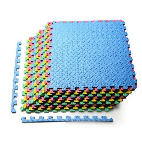 Costway Soft EVA Foam Mat Flooring Tiles, Multi Color, 12 PC, 25"x25"