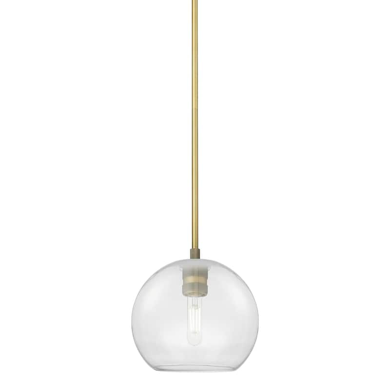 Innovations Lighting 434-1S-8-8 Crown Point Pendant Globe Crown Point - Brushed Brass / Clear
