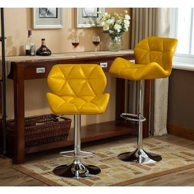 Roundhill Furniture Glasgow Height-adjustable Tufted Faux Leather Bar Stools (Set of 2)