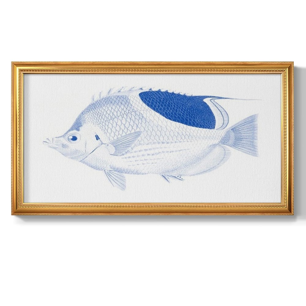 Blue & White Tropical Fish I Premium Framed Canvas- Ready to Hang