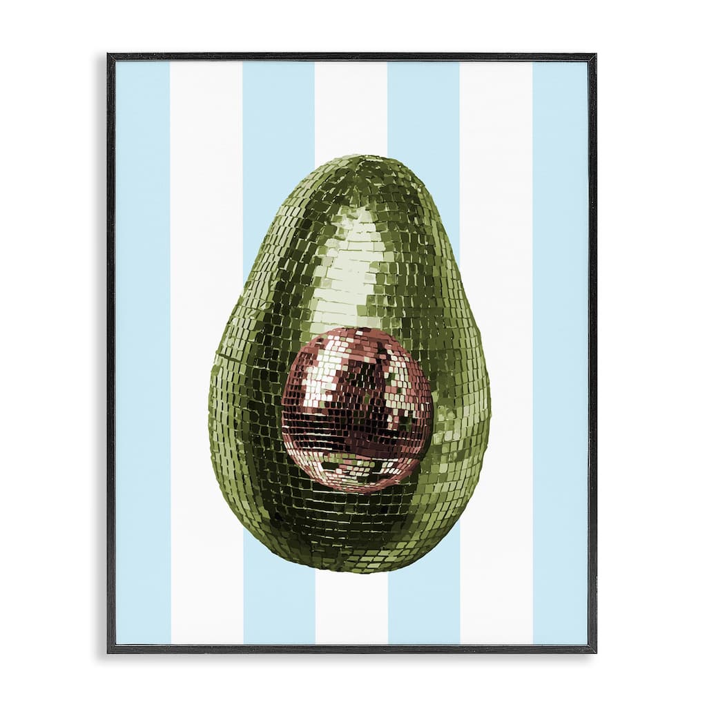 Stupell Disco Avocado on Blue Framed Giclee Art Design By Lil' Rue