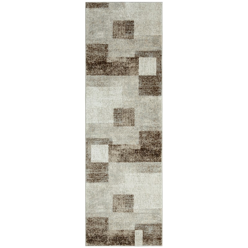 Everwash Treasure Creed Modern Geometric Machine Washable Area Rug, Brown/Beige