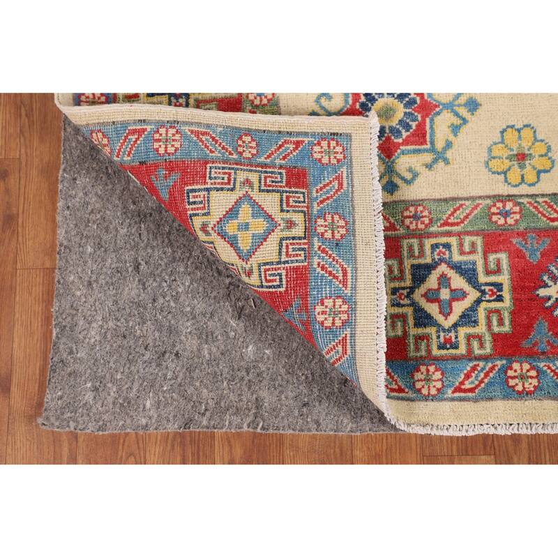 Oriental Beige Kazak Rug Hand-Knotted Wool Carpet - 5'6" x 7'8"