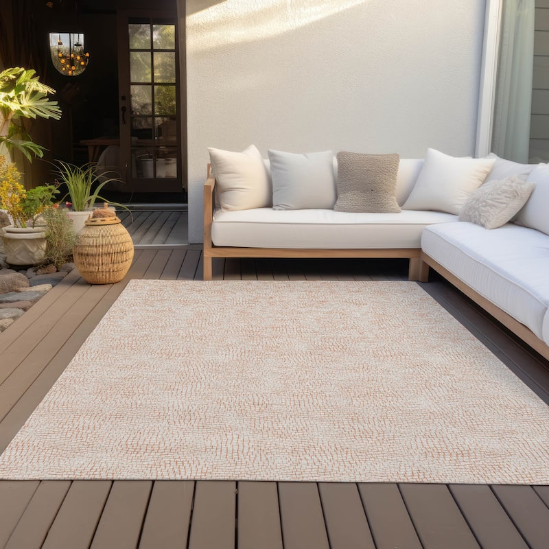 Machine Washable Indoor/ Outdoor Solid Causal Chantille Rug
