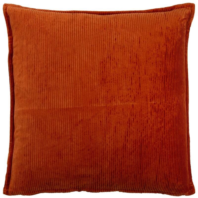 Rizzy Home Solid Velvet and Corduroy Throw Pillow - Accent - Down - Terra Cotta