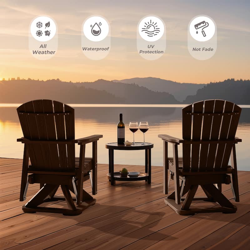 Set of 2 HDPE Adirondack Swivel Gliders, Outdoor Patio Chair Set