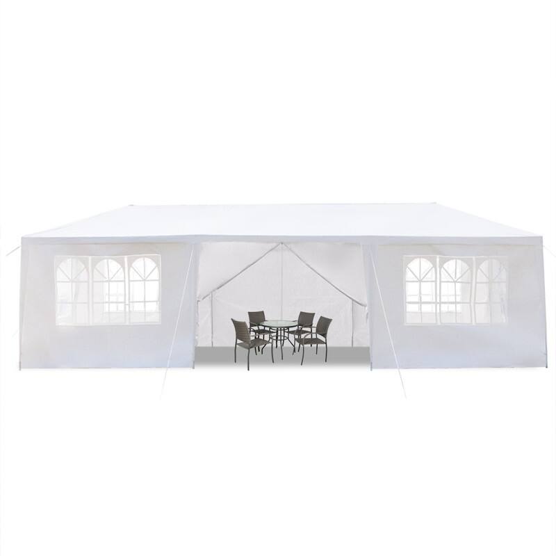 30-foot White PE/Iron Spiral Interface Wedding Party Canopy Tent - 10x30ft-8sides