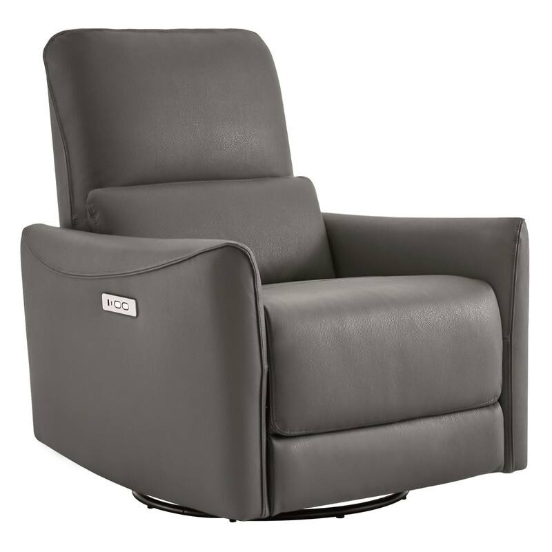 Spruce & Spring Asher Power Swivel Glider Recliner - Charcoal-Faux Leather-Single