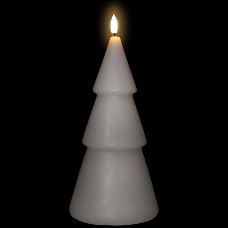 LED Flameless Flickering Christmas Tree Wax Candles - 10.5" - White - Set of 2