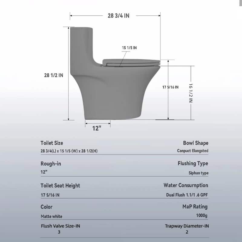 1.1/1.6 GPF Tornado Flush One-Piece Toilet Elongated,Soft Closing Seat, Button on Tank top,Chair Seat ADA Height 17"
