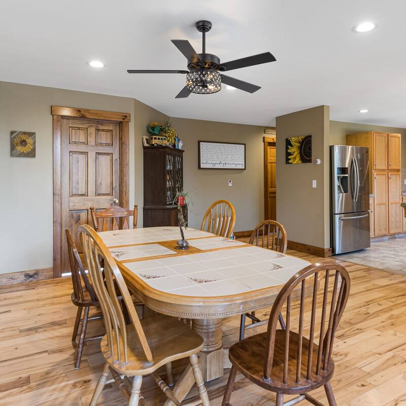 52-inch Reversible 5-Blade Crystal Ceiling Fan with Light and Remote