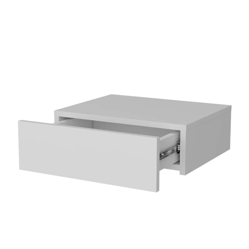 HomeRoots 5" White One Drawer Faux Wood Floating Nightstand