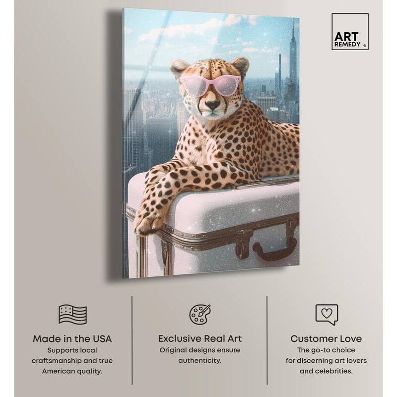 Cheetah Luggage NYC Acrylic by Art Remedy, Ready to Hang
