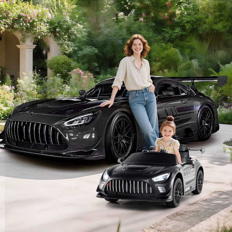 Kids Ride-On Car with Dual Control, LED Lights, Music and Rechargeable Battery 2 Powerful Motors - 26" L × 45" W × 17" H