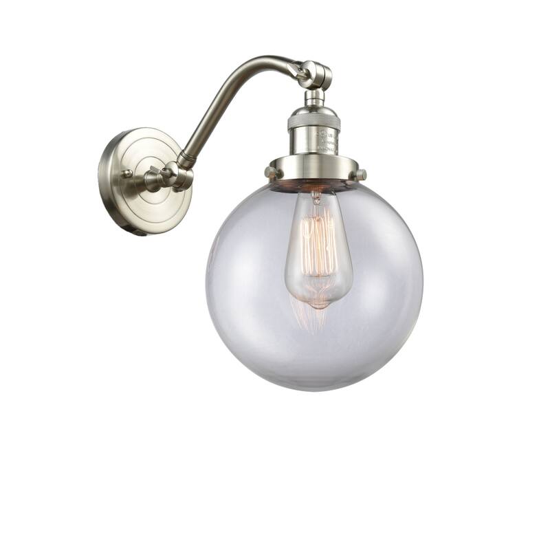Innovations Lighting Beacon Single Light 8" Wide Wall Sconce - Brushed Satin Nickel / Clear