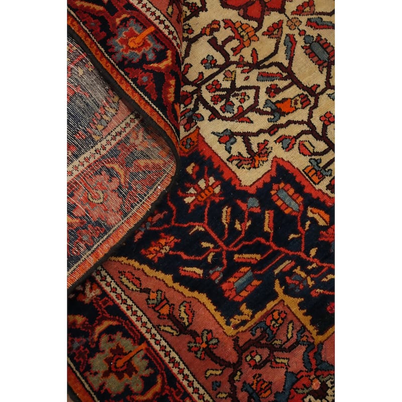 Hand Knotted Oriental 100% Wool Carpet Traditional Floral Navy Blue & Blues Sarouk Area Rug - 6' 2'' X 4' 7''