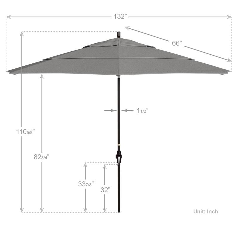 California Umbrella 11' Rd Golden State Series Patio Umbrella Bronze Aluminum Frame Crank Lift Collar Tilt Sunbrella