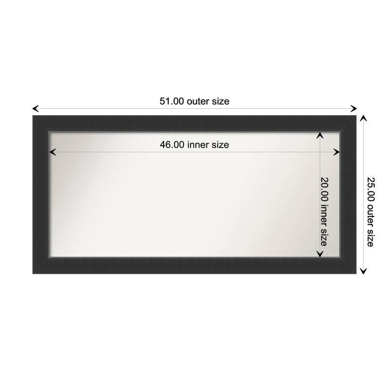 Corvino Black Framed Non-Beveled Custom Wall Mirror, Bathroom Vanity Mirror - Outer Size: 51 x 25