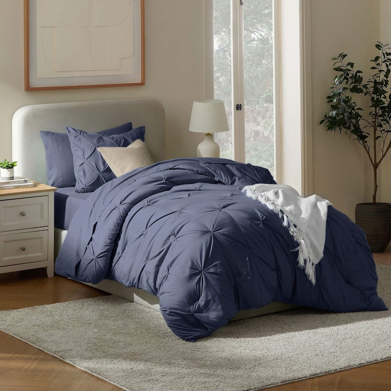 Nestl Pinch Pleate Comforter Set Bed in a Bag with Cooling Pillow