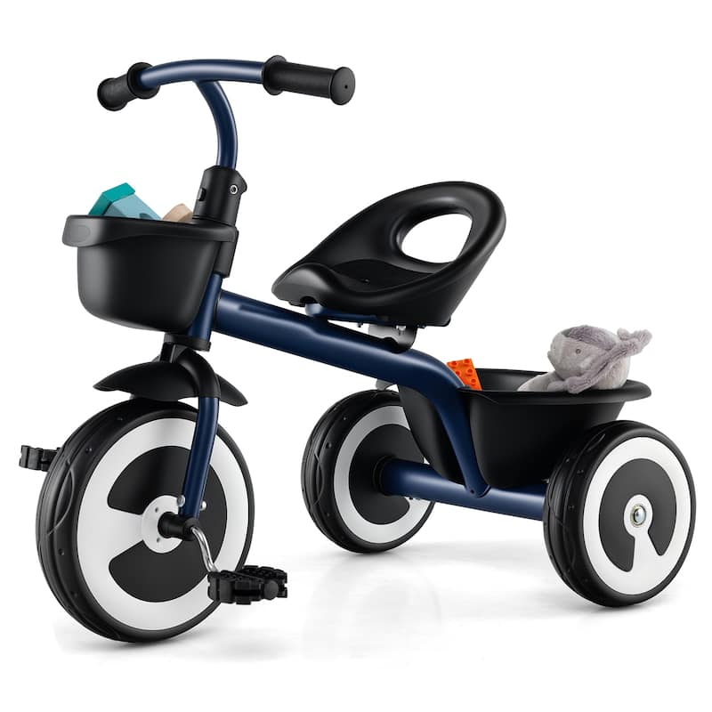 Toddler Tricycle for Boys and Girls with Carbon Steel Frame Indoor and Outdoor Kids Pedal Bike - 30" × 18" × 24" - Navy
