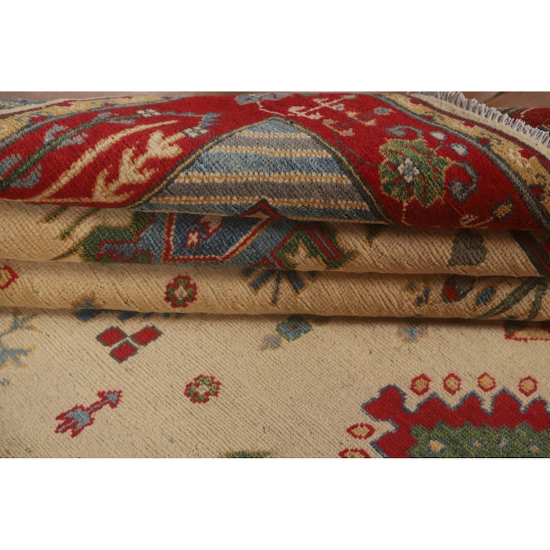 Traditional Kazak Area Rug Hand-Knotted Wool Carpet - 7'0" x 9'11"