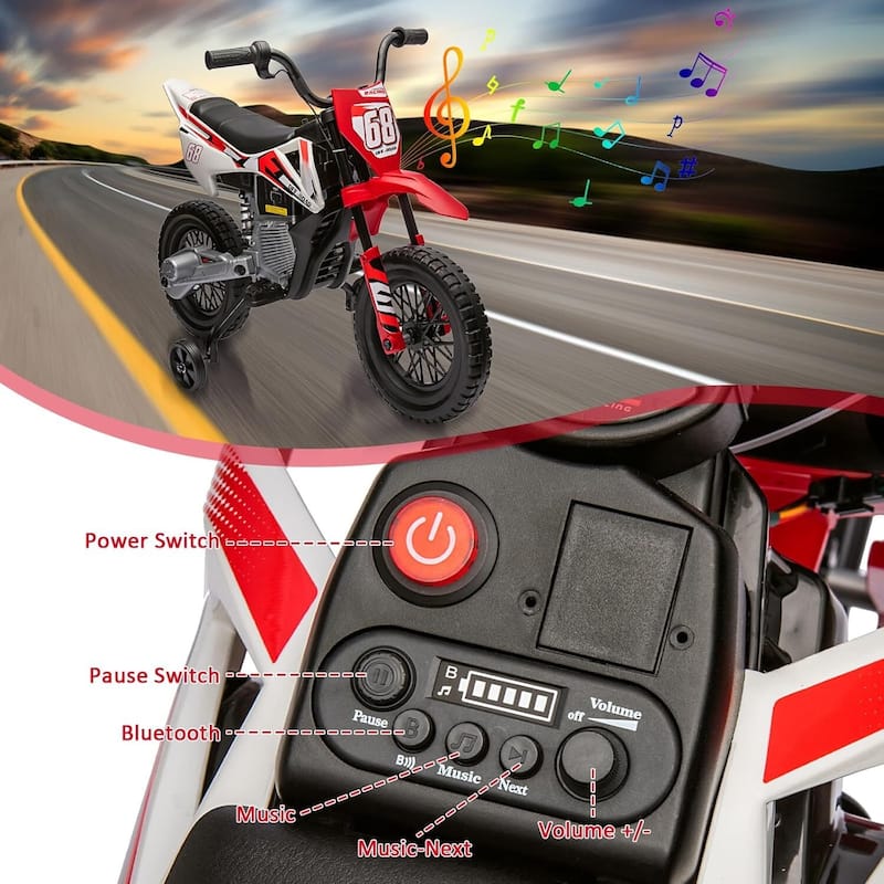 12V Electric Dirt Bike Ride on Toy with 2 * 25W Motor