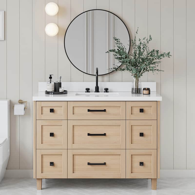 Ariel B49WQRVO Monroe 49" Free Standing Single Basin Vanity Set with - White Oak