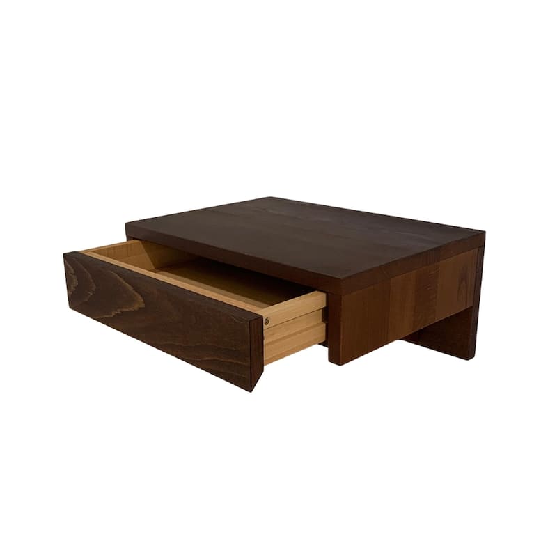 Solid Wood Floating Nightstand set of 2 Walnut Finish for Bedroom