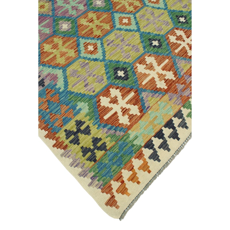 Flatweave Nkosazan Rust/Blue Rug - 6'6" x 9'9"