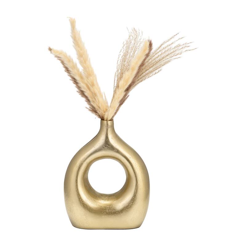 10" Metal Cut-Out Vase Contemporary Glam Aluminum Gold Decorative Table Vase for Home or Office Decor Metallic