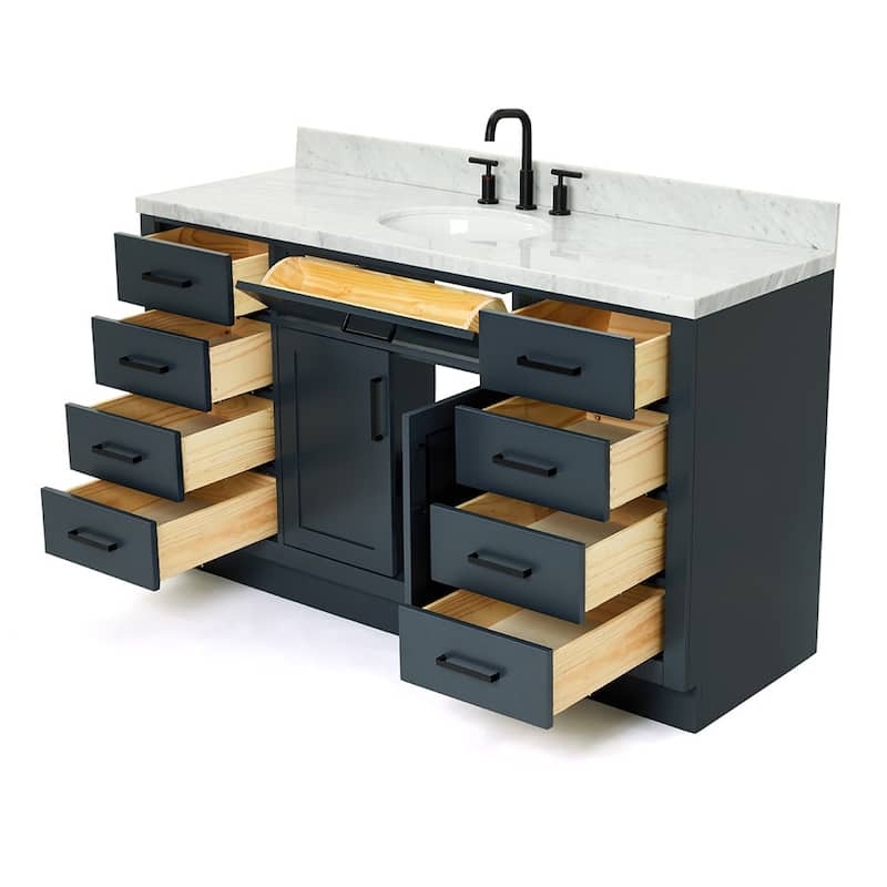 Ariel T061SCWOVO Hepburn 61" Free Standing Single Basin Vanity Set