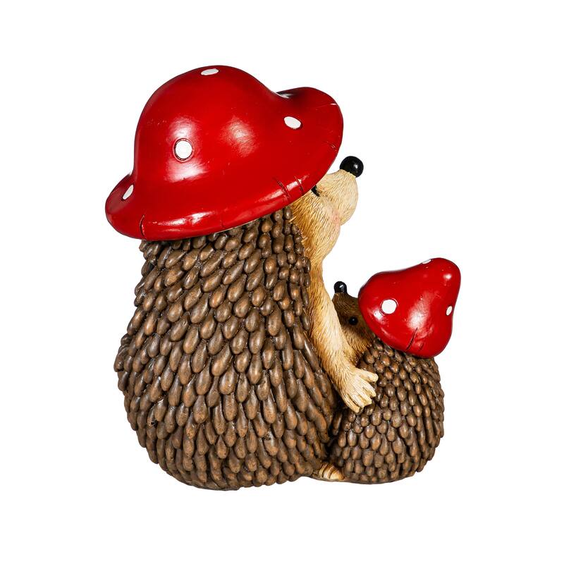 7" Resin Mushroom Hedgehog Family Statue