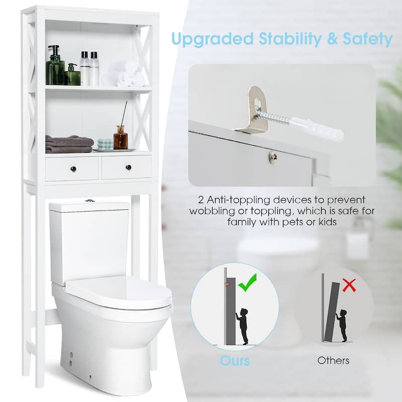 Costway Over the Toilet Storage Rack Bathroom Space Saver with 2 Open - 23.5'' x 8'' x 65'' (L X W X H)