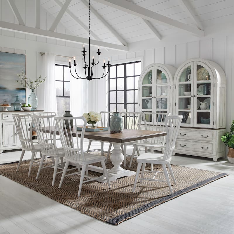 River Place Riverstone Trestle Table Set - 9-Piece - White