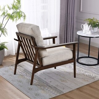 Linen Accent Chair with Solid Wood Frame - Bed Bath & Beyond - 40413342