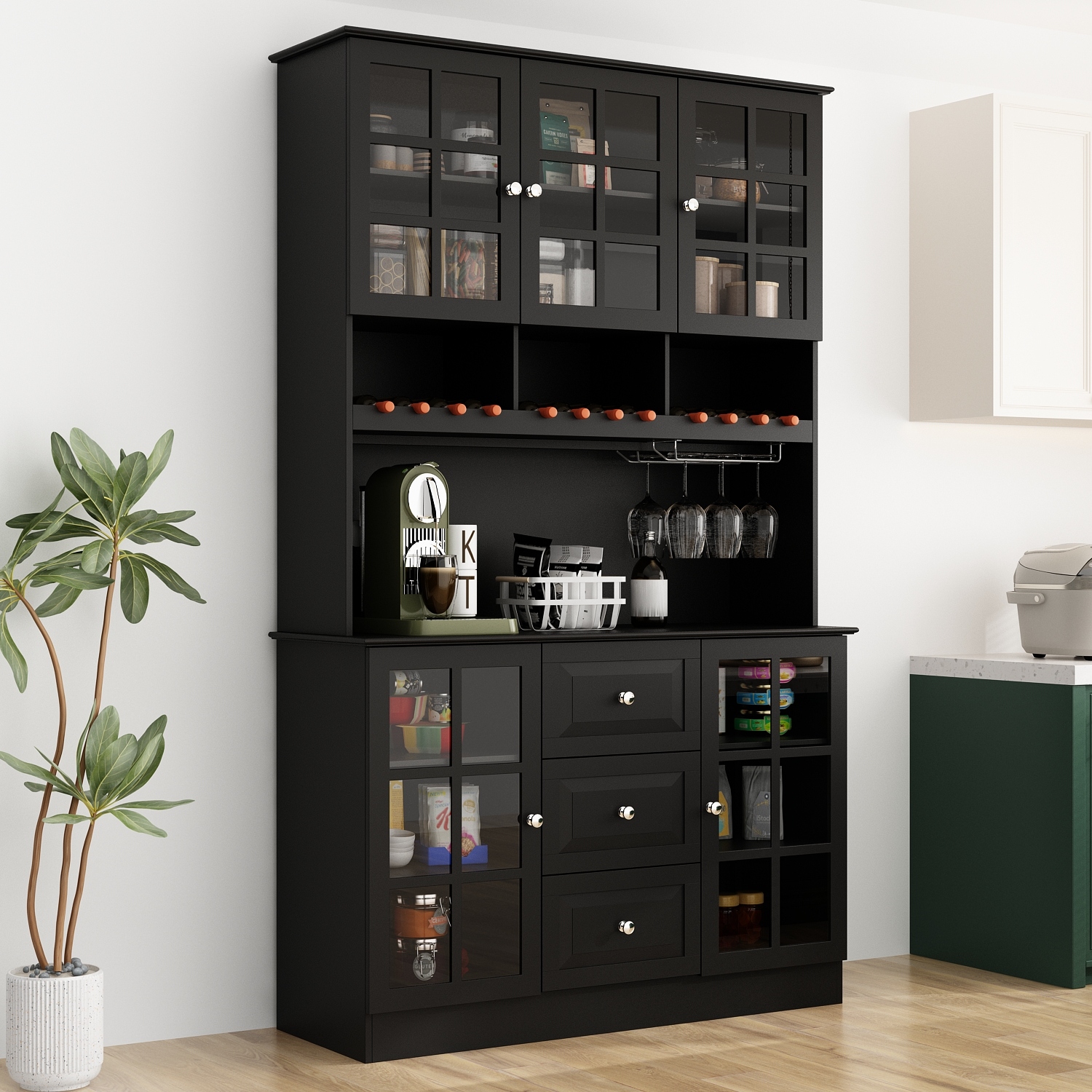 78.9 Large Kitchen Hutch Cabinet Kitchen Pantry Cabinet Bookcase Glass On Sale Bed Bath Beyond 36689654