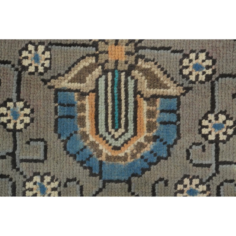 Hand Knotted Oriental 100% Wool Carpet Traditional Floral Greys & Charcoal Tabriz Area Rug - 12' 10'' X 9' 7''