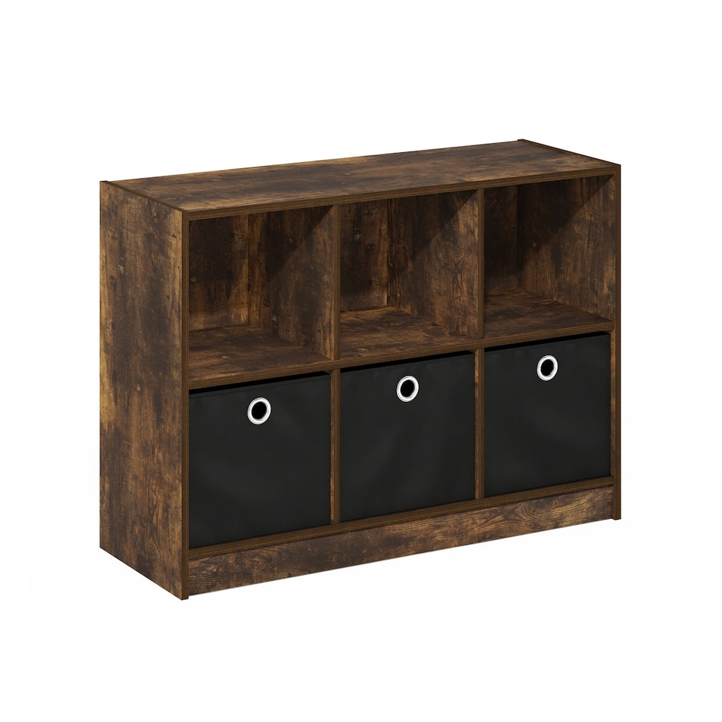 31.6 in. Tall Black Wood 6-Shelf Bookcase