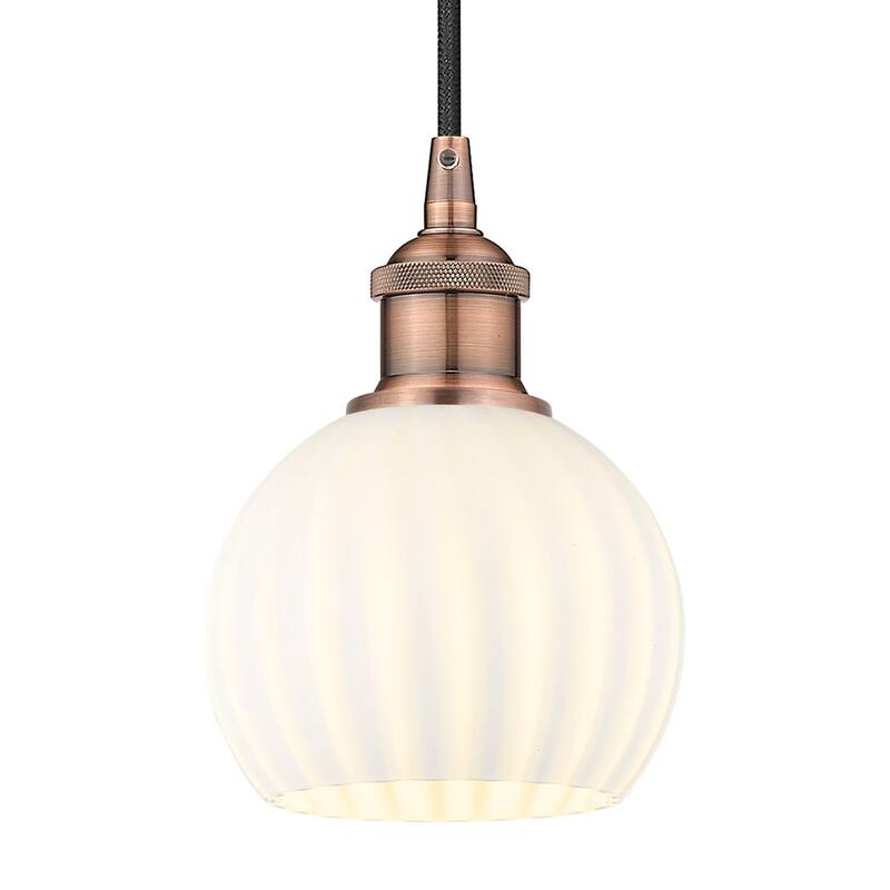 Innovations Lighting 616-1P 8 6 White Venetian Pendant White Venetian - Antique Copper