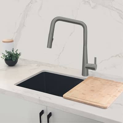 STYLISH Kitchen Sink Faucet Single Handle Pull Down Dual Mode Lead Free - Faucet Height: 17" | Spout Height: 9 1/2"