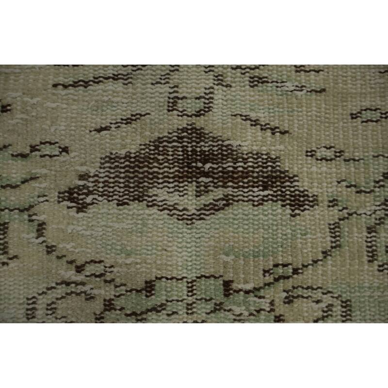 Hand Knotted Oriental 100% Wool Carpet Transitional Floral Green Anatolian Area Rug - 9' 4'' X 5' 2''