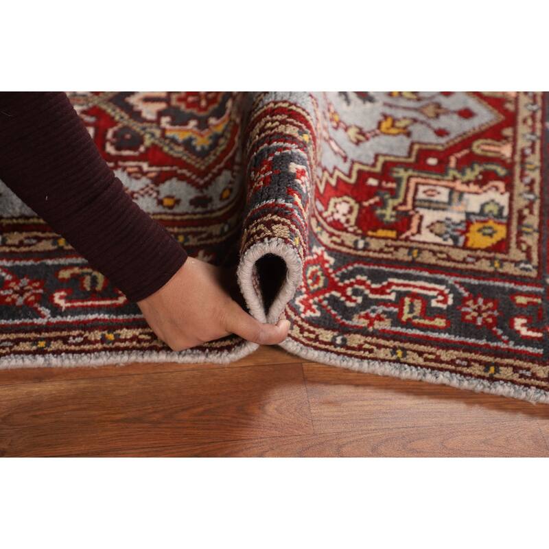 Geometric Heriz Serapi Indian Accent Rug Handmade Wool Carpet - 2'11" X 5'0"