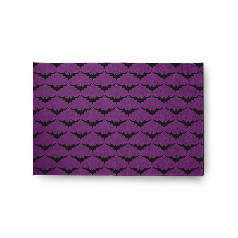Bat Colony Halloween Chenille Rug, 18" x 30" - 2' x 3' - Amethyst
