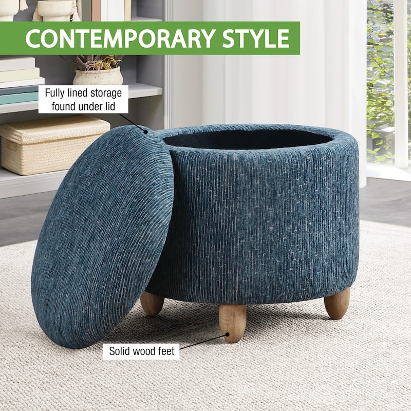 Lyra Storage Ottoman with Medium Oak Legs