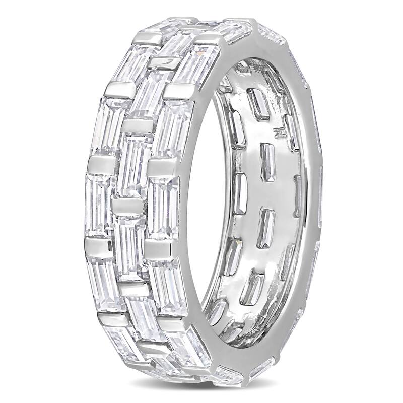 Miadora 4 5/8ct DEW Moissanite Triple Row Ring in Sterling Silver