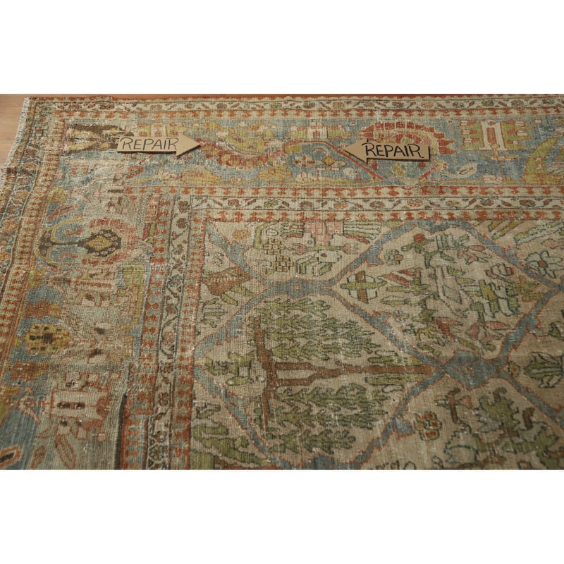 Hand Knotted Oriental 100% Wool Carpet Traditional All-Over Brown Bakhtiari Area Rug - 16' 2'' X 12' 2''