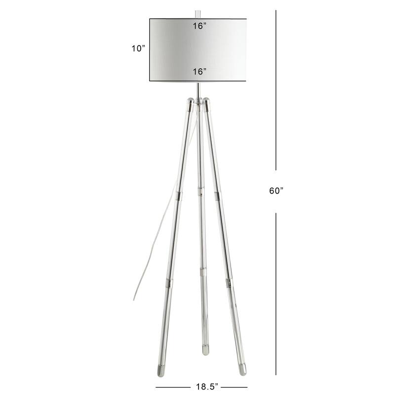 Taylor 60" Surveyor's Tripod Metal/Crystal LED Floor Lamp, Chrome by JONATHAN Y