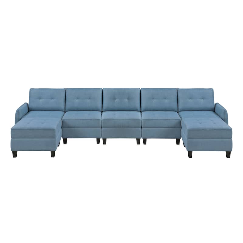 Dorian Textured 7-Piece Sectional Sofa - Storage and Two Ottoman